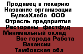 Продавец в пекарню › Название организации ­ БулкаХлеба, ООО › Отрасль предприятия ­ Рестораны, фастфуд › Минимальный оклад ­ 28 000 - Все города Работа » Вакансии   . Тамбовская обл.,Моршанск г.